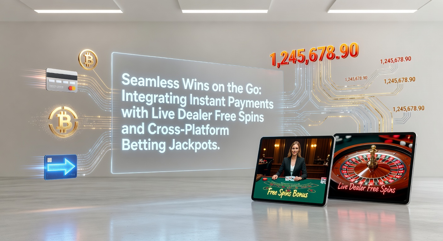 Smartphone mit laufendem Live-Dealer-Spiel und Jackpot-Anzeige, umgeben von Zahlungssymbolen für Instant Payments